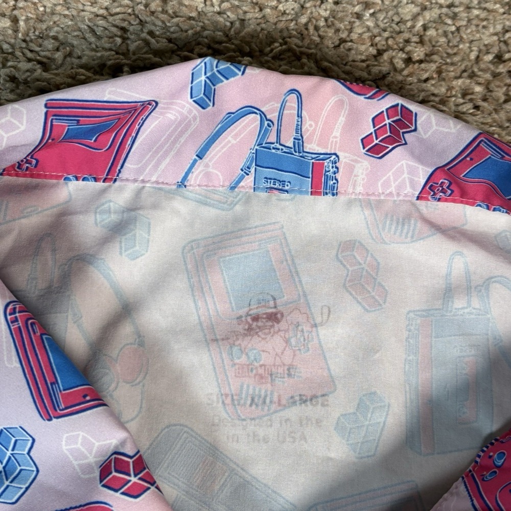 Bad Monkey Golf Pink Nostalgia Factory Polo Shirt‎ Mens 2XL Retro Stretch - Picture 5 of 9
